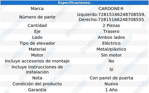 Par Reguladores Vidrio Elect Tras E63 Amg 10 Cardone