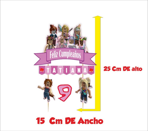 Imagen 3 de 7 de Cake Topper Roblox Adornó Para Tortas Personalizado