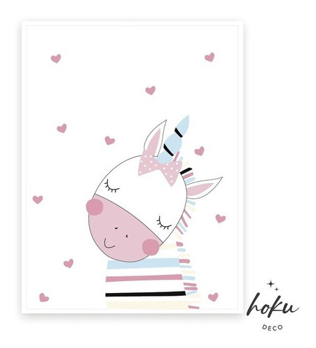 Imagen 2 de 2 de Cuadro 20x25 - Infantil - Unicornios Princesas - Nenas Rosa
