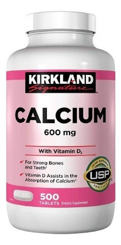 Calcio 600mg Con Vitamina D3 500 Tabletas Marca Kirkland Usa Sabor Neutro