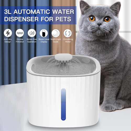 Imagen 1 de 8 de Dispensador Automático De Agua Para Mascotas 3l Led Nivel De