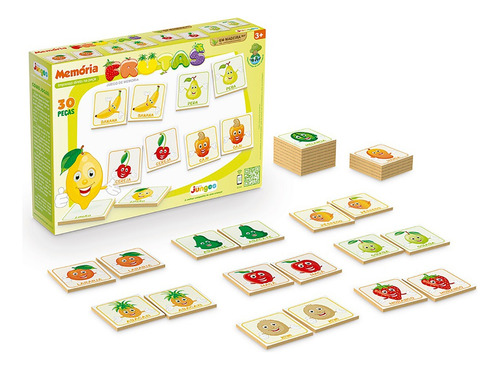 Jogo Da Memória Infantil Frutas 30 Peças Em Madeira