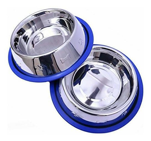 Set De 2 Tazones De Acero Inoxidable Grabados Para Perro