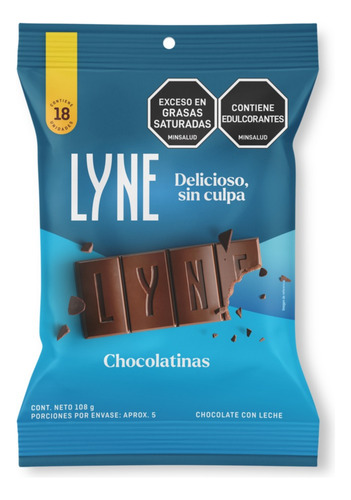 Chocolatinas Lyne Leche X 18 Unidades - g a $6