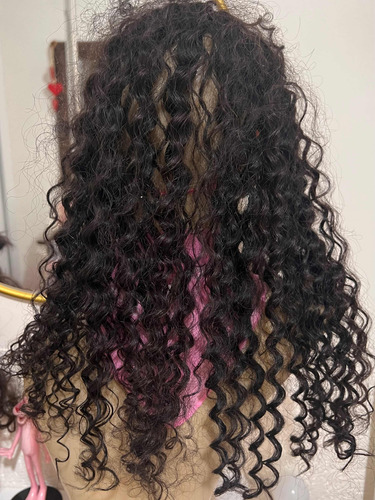 Prótese Topo Franja Cabelo Humano Castanho Cacheado 45/50cm