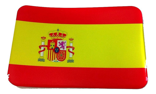 Adesivo Resinado Da Bandeira Da Espanha 9x6 Cm