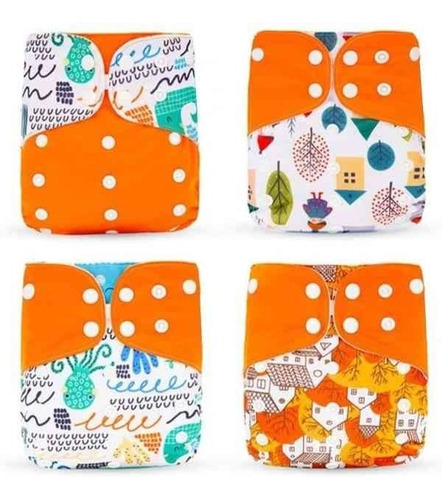 Pañales Ecológicos De Tela Kit De 4 Pañales Y 8 Insertos