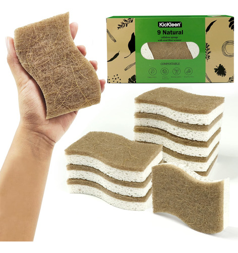 Kickleen Paquete De 9 Esponjas De Cocina Naturales Biodegrad