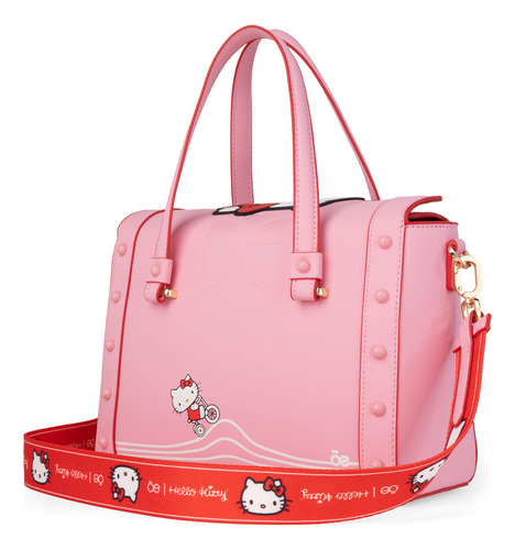 Bolsa Satchel Oe X Hello Kitty Mediano Rosa Mediano