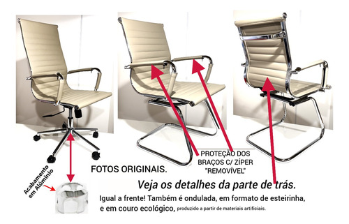 Kit Cadeiras Escritório, 1 Presidente + 2 Fixa Charles Eames