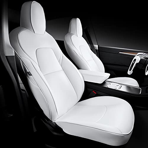 Maysoo Tesla Seat Covers Model Y White Car Seat Covers For T
