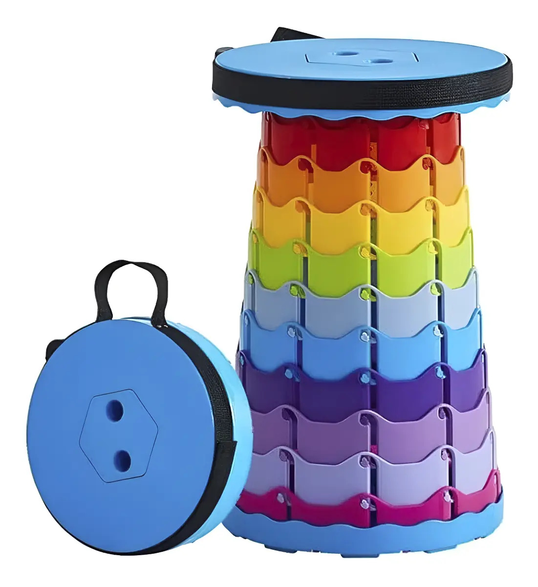Banqueta Banco Retrátil Portátil Alça Telescópica Pesca Top Cor Arco Iris