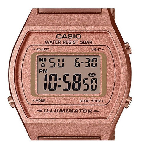 Relógio de pulso GSHOCK (Casio) Vintage 640WMR-5AVT com corpo rosa-claro,  digital, para feminino, fundo  ouro rosa, com correia de aço inoxidável cor ouro rosa, bisel cor ouro rosa e dobrável