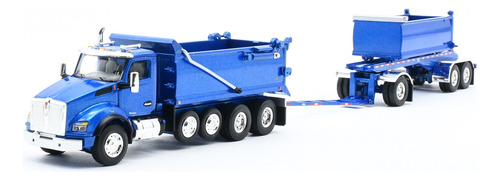 Camión Escala 1/64 Kw T880 Dump Truck Volteo Remolque Rogue Color Azul