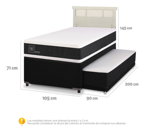 Cama Nido Ortopedic+respaldo Dublin Alpino Gris