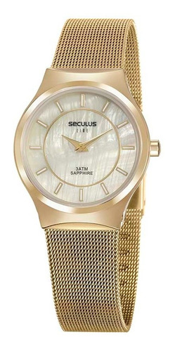 Relógio Seculus Dourado Feminino Slim 20772lpsvds4