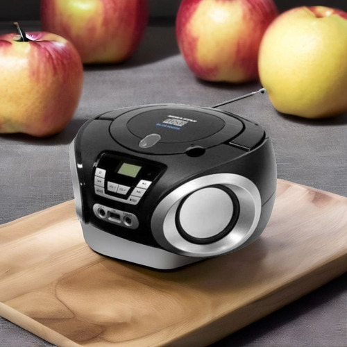 Mini Rádio Microsystem Portátil Mega Star Toca Cd Bluetooth Cor Preto