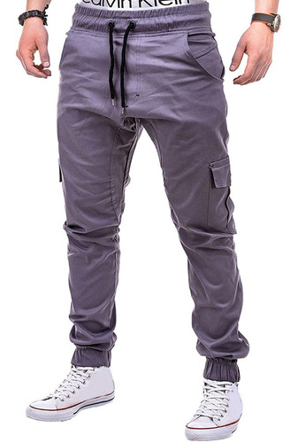 Pantalones Cintura Con Cordones Bolsillos Laterales De Color 