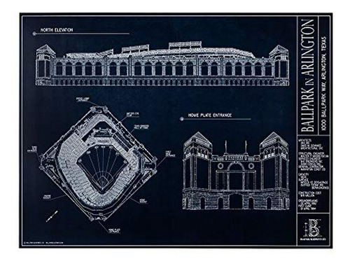 Ballpark En Arlington Blueprint Estilo Impresión, 18 X 24