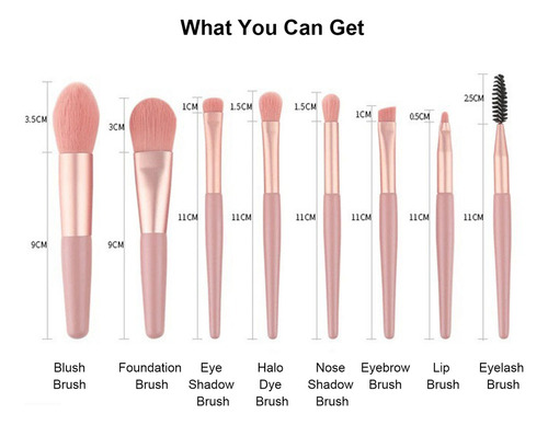 Set De Brochas Maquillaje 8pcs Pincel Rubor / Base / Sombray