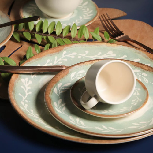 Jogo com 6 xícaras de café com 6 pires Coup Stoneware New Mediterrâneo 97 ml Porto Brasil