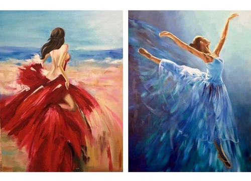 Juego De 2 Kits De Pintura Con Diamantes 5d Bailarinas 30...