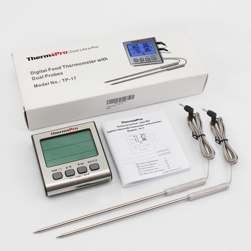 Imagen 6 de 9 de Termómetro Digital Con 2 Sondas Thermopro Tp17 Carnes Timer