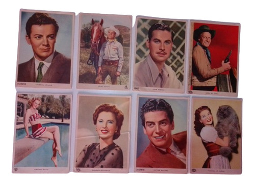 Lote 8 Postales Cromocart De Actores De Hollywood 