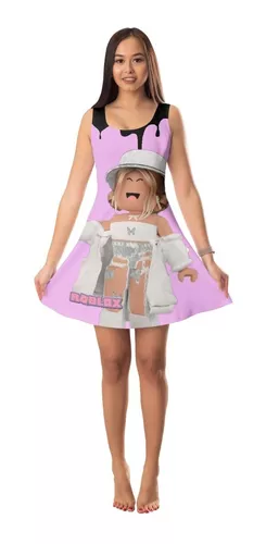 Vestido Roblox Rosa Adulto E Infantil