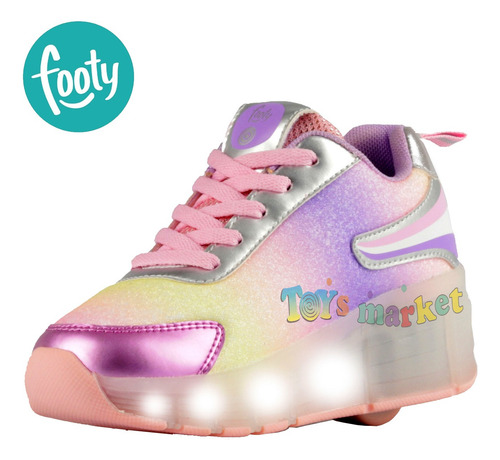 Zapatilla Footy Con Ruedas Roller Luces Led Recargables Usb