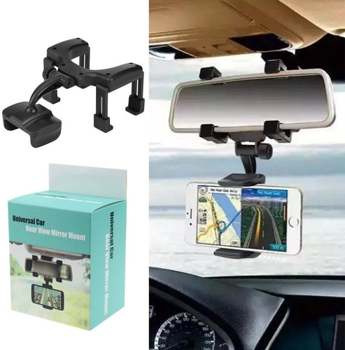 Imagen 6 de 8 de Soporte Porta Celular 360 Carro Auto Espejo Retrovisor