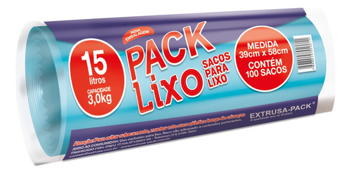 Saco para Lixo 15l Pack Lixo 100 Unidades