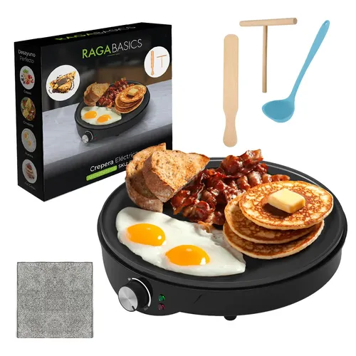 Crepera Eléctrica Antiadherente 30cm Premium Nonstick Color Negro Raganet El024