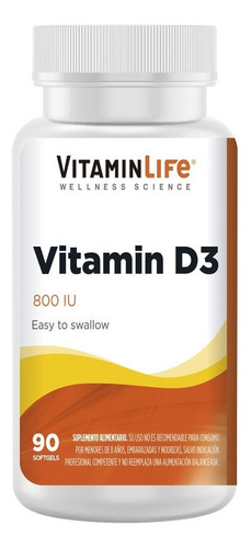 Vitamina D3 (800 Iu/ 90 Cápsulas) - Vitamin Life Sabor Sin sabor