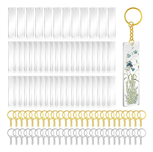 Llavero Acrílico En Blanco Con Anillo Transparente Para Llav