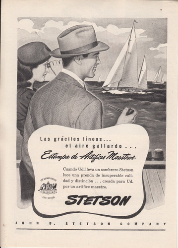 1947 Publicidad Sombreros Stetson Hats Vintage Revista Epoca