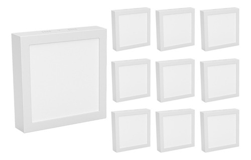 Pack X10 Plafón Panel Led Cuadrado Superficial Día Fría 24w Color Blanco