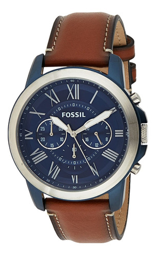 Reloj Hombre Fossil Fs5151 Cuarzo 44mm Pulso Marron En Cuero