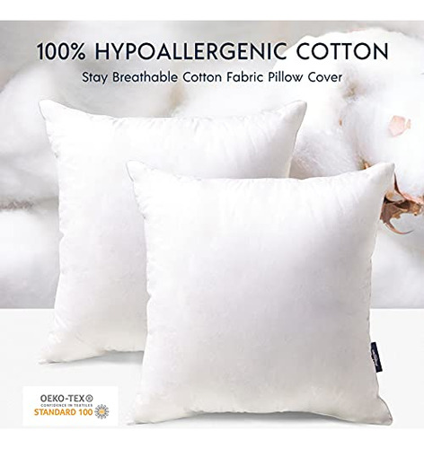 Inserto De Almohada Cuadrada Con Funda De Algodón 100%