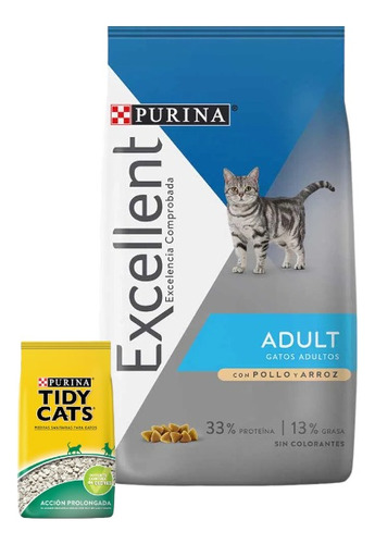 Excellent Gato Adulto 7.5kg + Piedritas Tidy Cats 1.8 