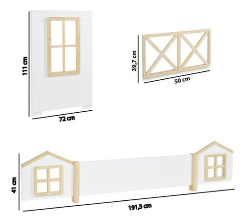 Treliche Infantil Garden Com Janelinhas E Grade - Natural/br Cor Branco