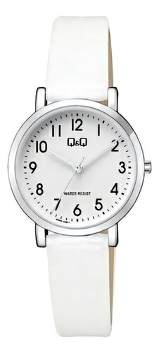 Reloj Q&q De Dama Modelo Q58a-008py Color de la correa Blanco Color del bisel Plateado Color del fondo Blanco
