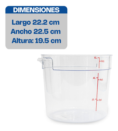 Recipiente Policarbonato Redondo 6qt Caledonia Repore-6