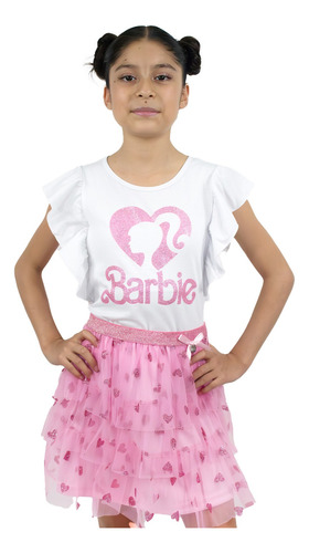 Conjunto Falda Con Estampado Marca Barbie Para Niña