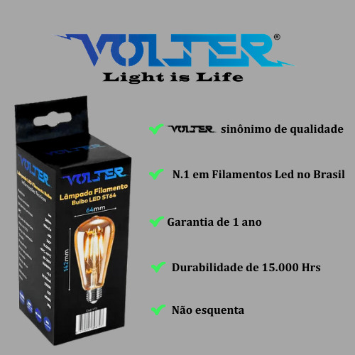 Kit 20 Lâmpada Filamento Led Decorativa Retrô Vintage Âmbar