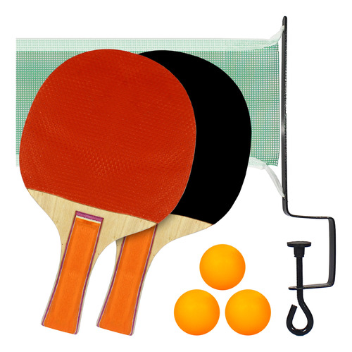 Kit 2 Raquetes Pesada Tênis Mesa 3 Bolinhas Ping Pong C/rede