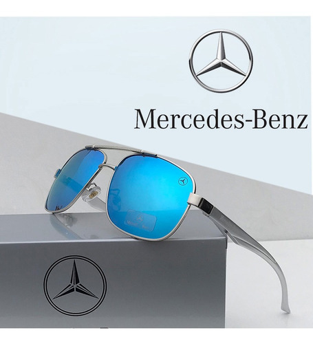 Óculos De Sol Mercedes-benz Alta Qualidade Polarizado Uv400 Cor Azul Cor da armação Prateado Cor da lente Azul