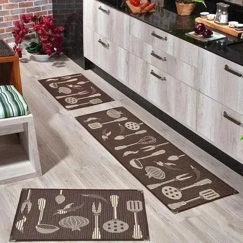 Jogo De Tapetes Para Cozinha Passadeira inca 3 Peças - Util em casa Home e  Decor