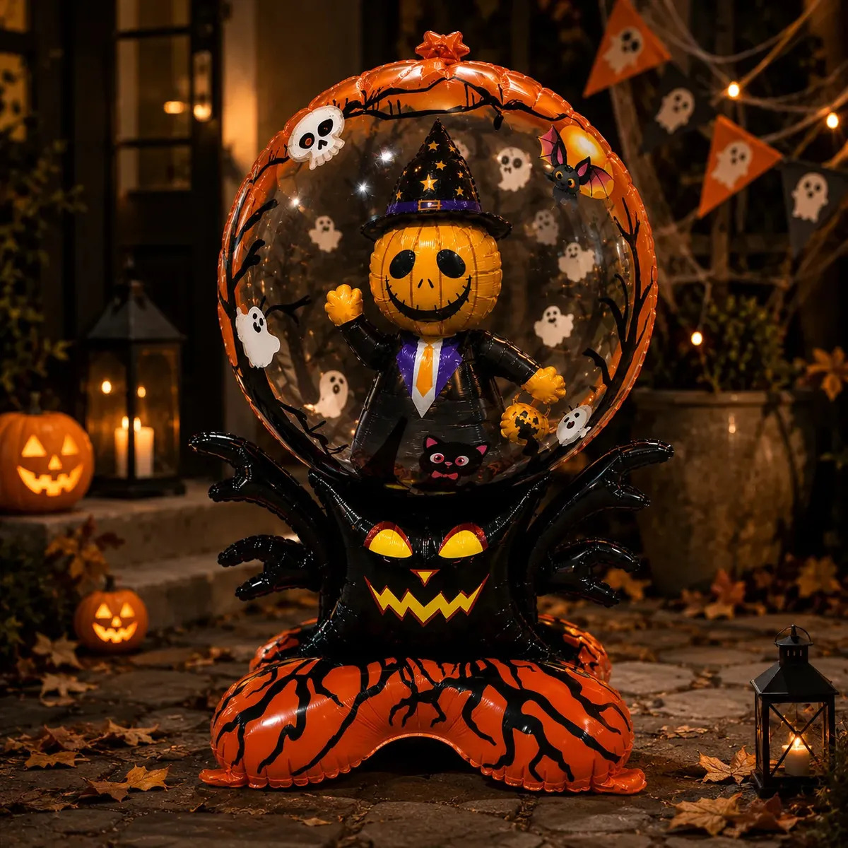 Balão Metalizado Inflável Halloween Gigante Decoração Festa Abóbora