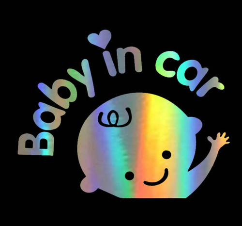 Sticker Autoadhesivo Baby In Car Holográfico Arcoiris 